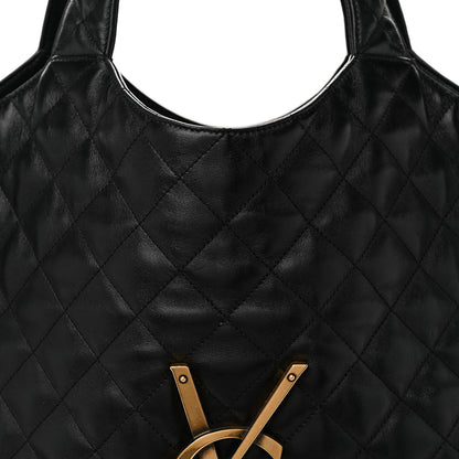 Saint Laurent Lambskin Quilted Maxi Icare Shopping Tote Black 8 of 10