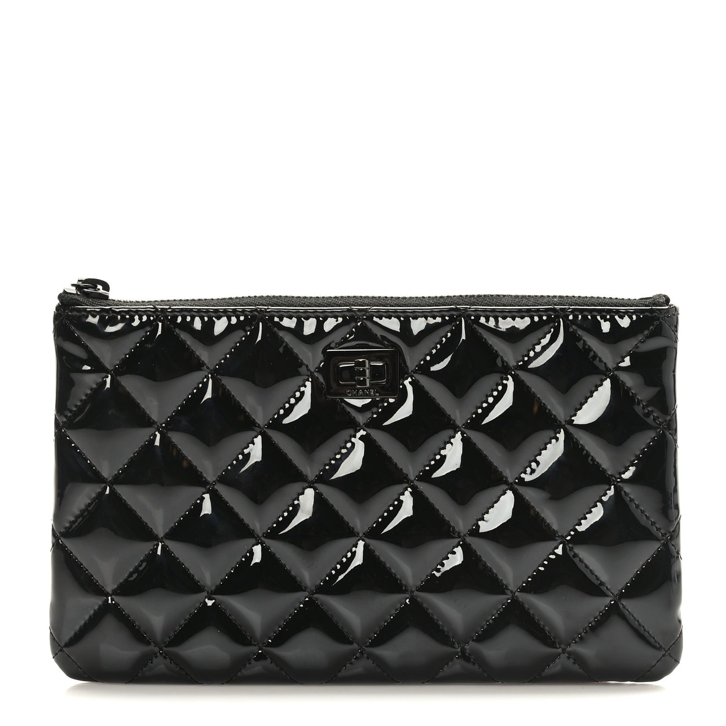 Patent Quilted Medium Reissue Cosmetic Case So Black