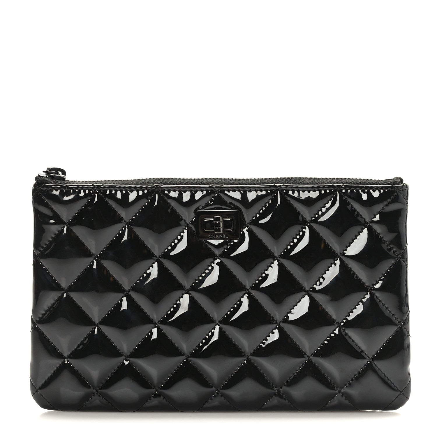 Chanel Patent Quilted Medium Reissue Cosmetic Case So Black 1 of 7