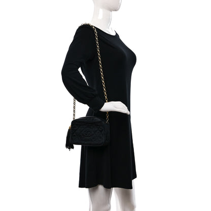 Chanel Satin Quilted Tassel Camera Case Black 2 of 12