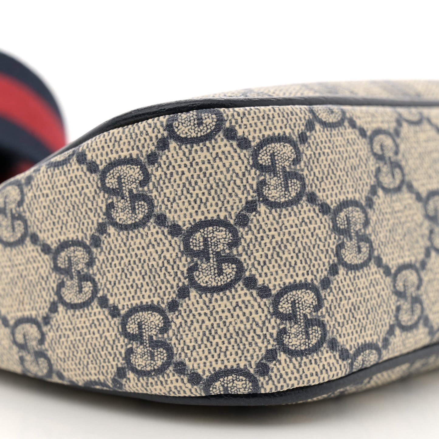 GG Supreme Monogram Textured Dollar Calfskin Web Small Ophidia GG Handbag Beige Blue