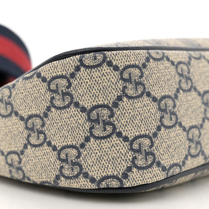 Gucci GG Supreme Monogram Textured Dollar Calfskin Web Small Ophidia GG Handbag Beige Blue 9 of 11