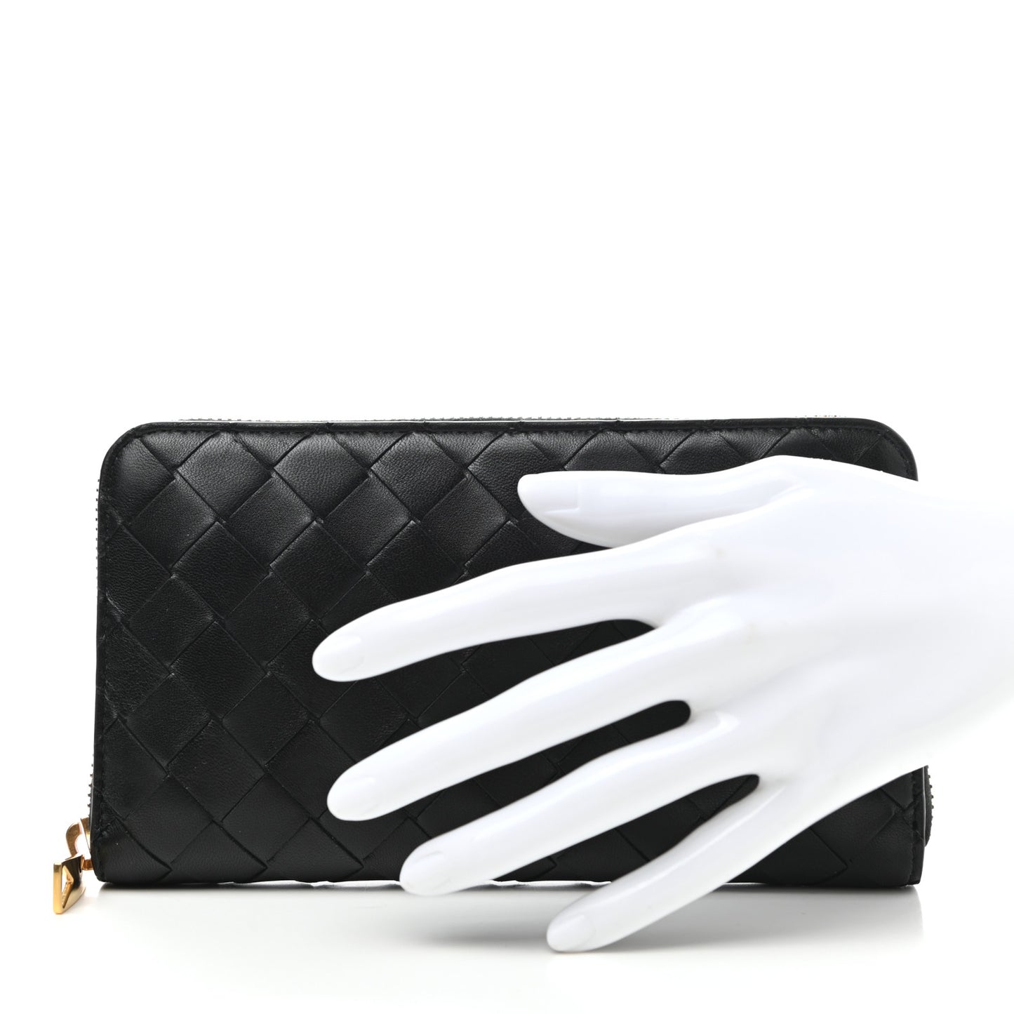 Nappa Intrecciato Zip Around Wallet Black