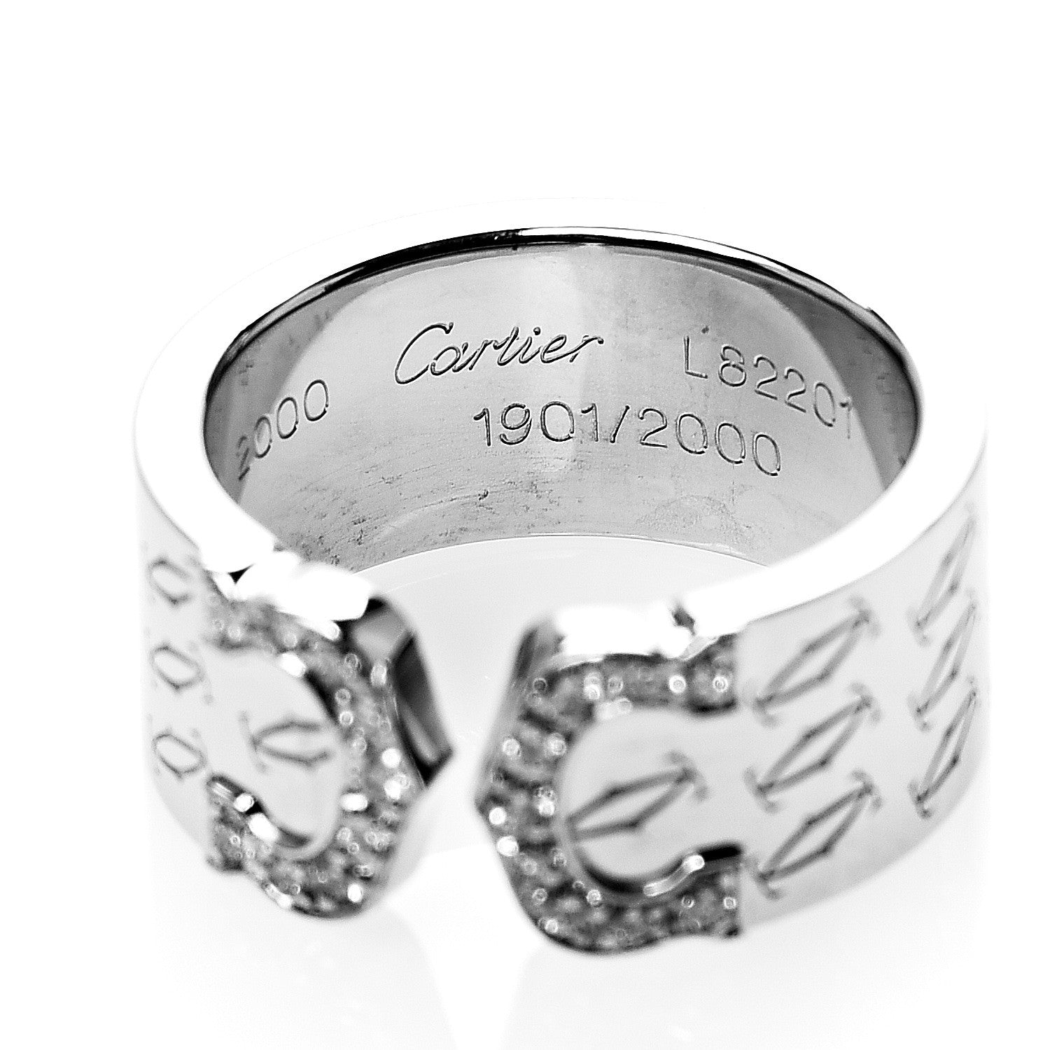Cartier 18K White Gold Diamond C De Christmas Ring 47 4 3 of 3