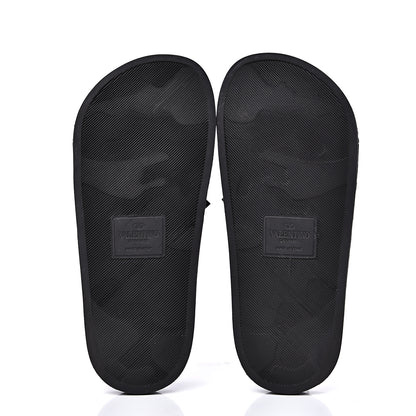 Valentino Garavani Rubber Rockstud Slide Sandals 36 Black 5 of 9