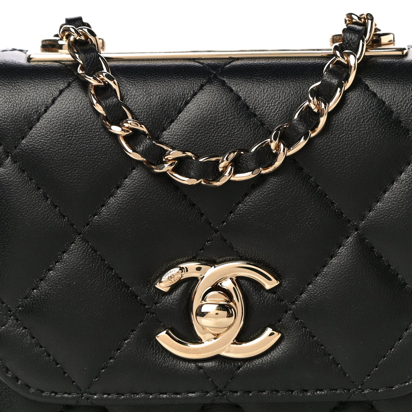 Lambskin Quilted Mini Trendy CC Chain Wallet Black