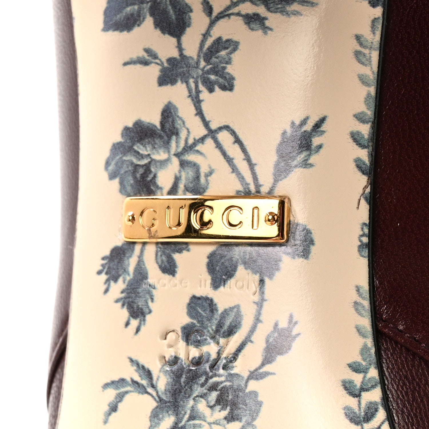 Gucci Malaga Kid GG Victoire 55mm Loafer Pumps 36.5 Vintage Bordeaux 7 of 9