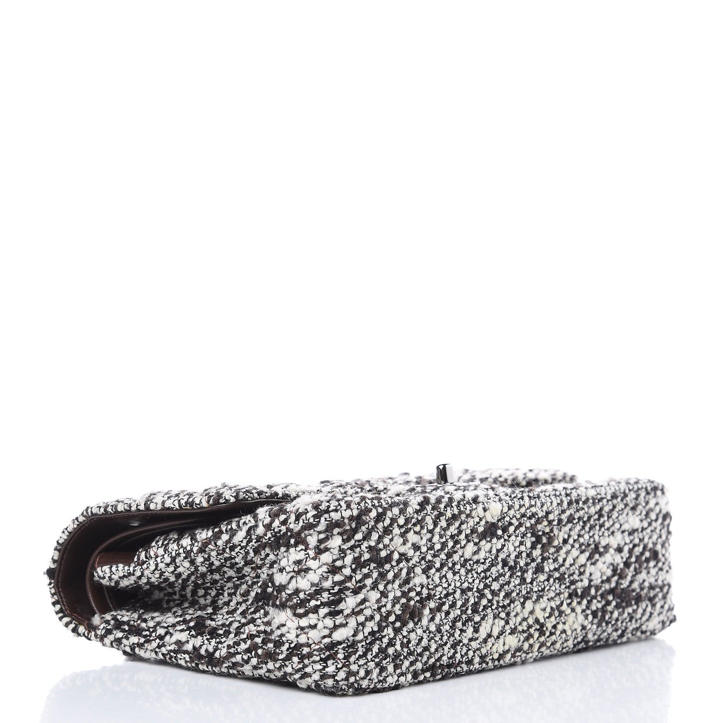 Tweed Quilted Medium Double Flap White Brown