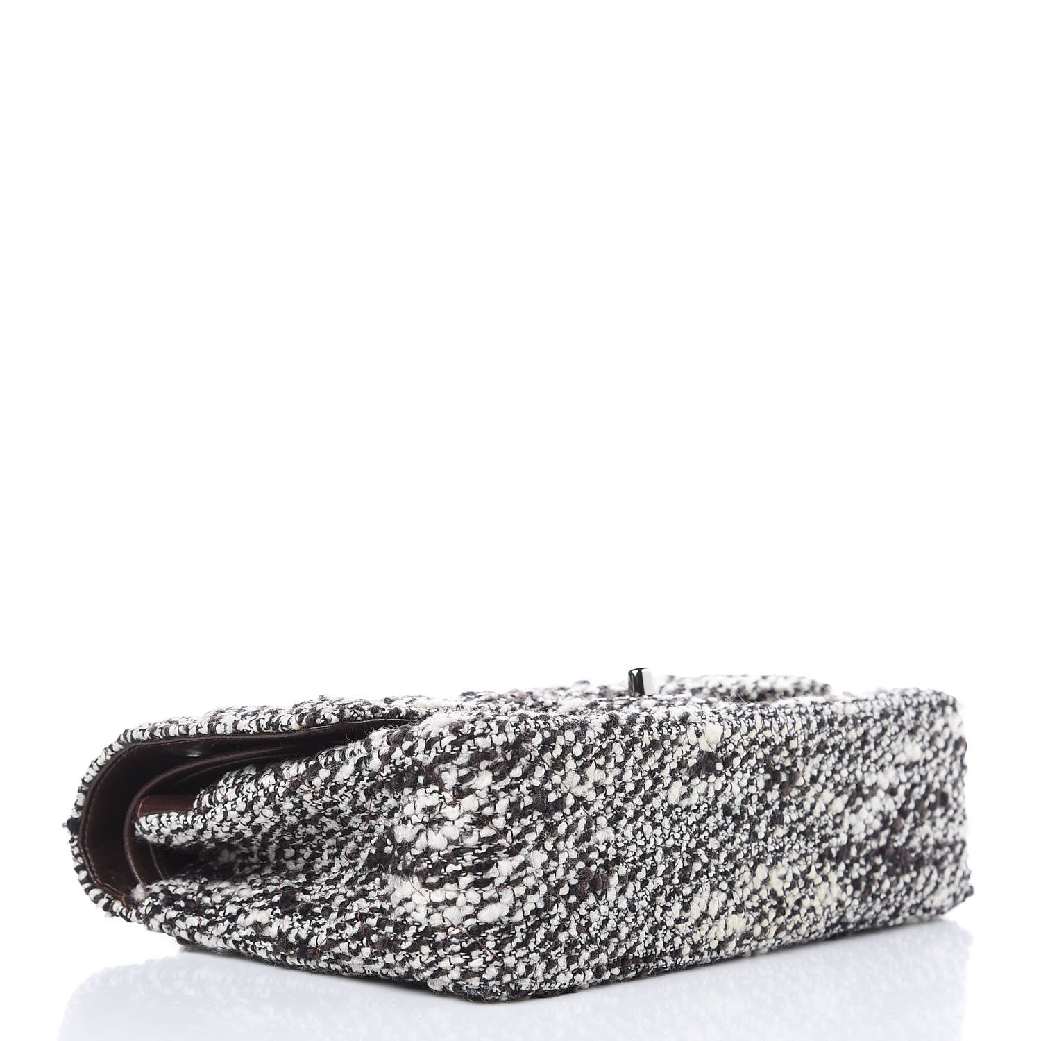 Chanel Tweed Quilted Medium Double Flap White Brown 4 of 10