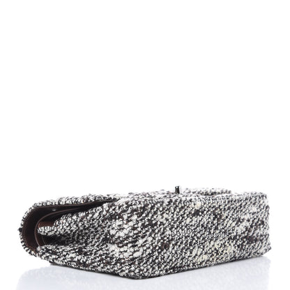 Chanel Tweed Quilted Medium Double Flap White Brown 4 of 10