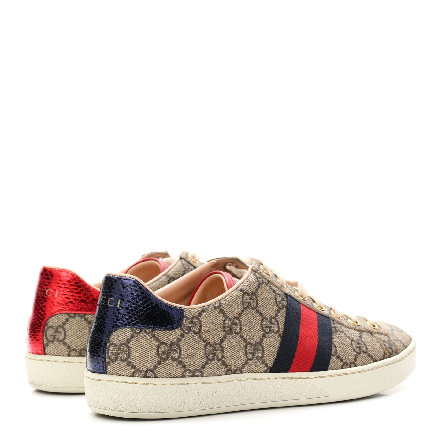 GG Supreme Monogram Womens Ace Low-Top Sneaker 37.5 Beige
