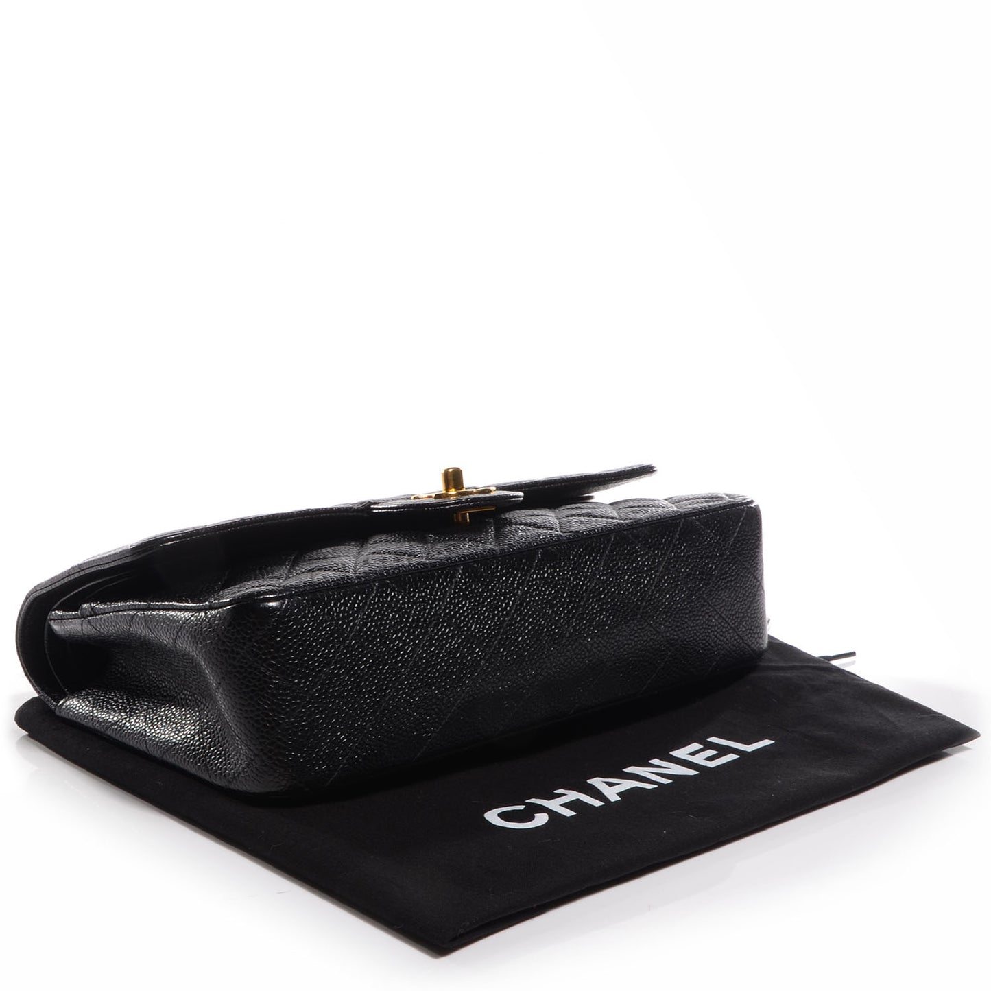 Caviar Quilted Medium Double Flap Black