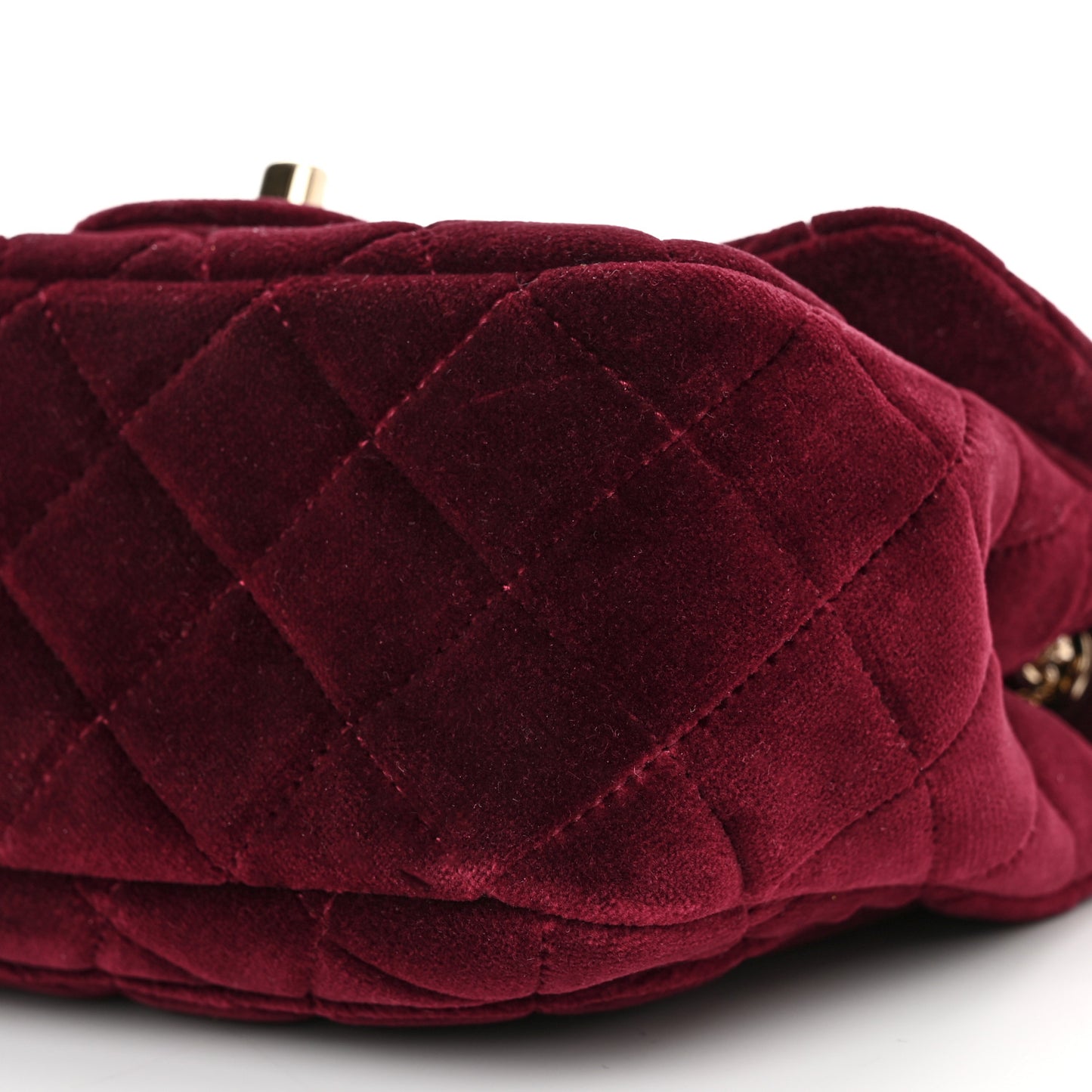 Velvet Quilted Mini Square Pearl Crush Flap Burgundy