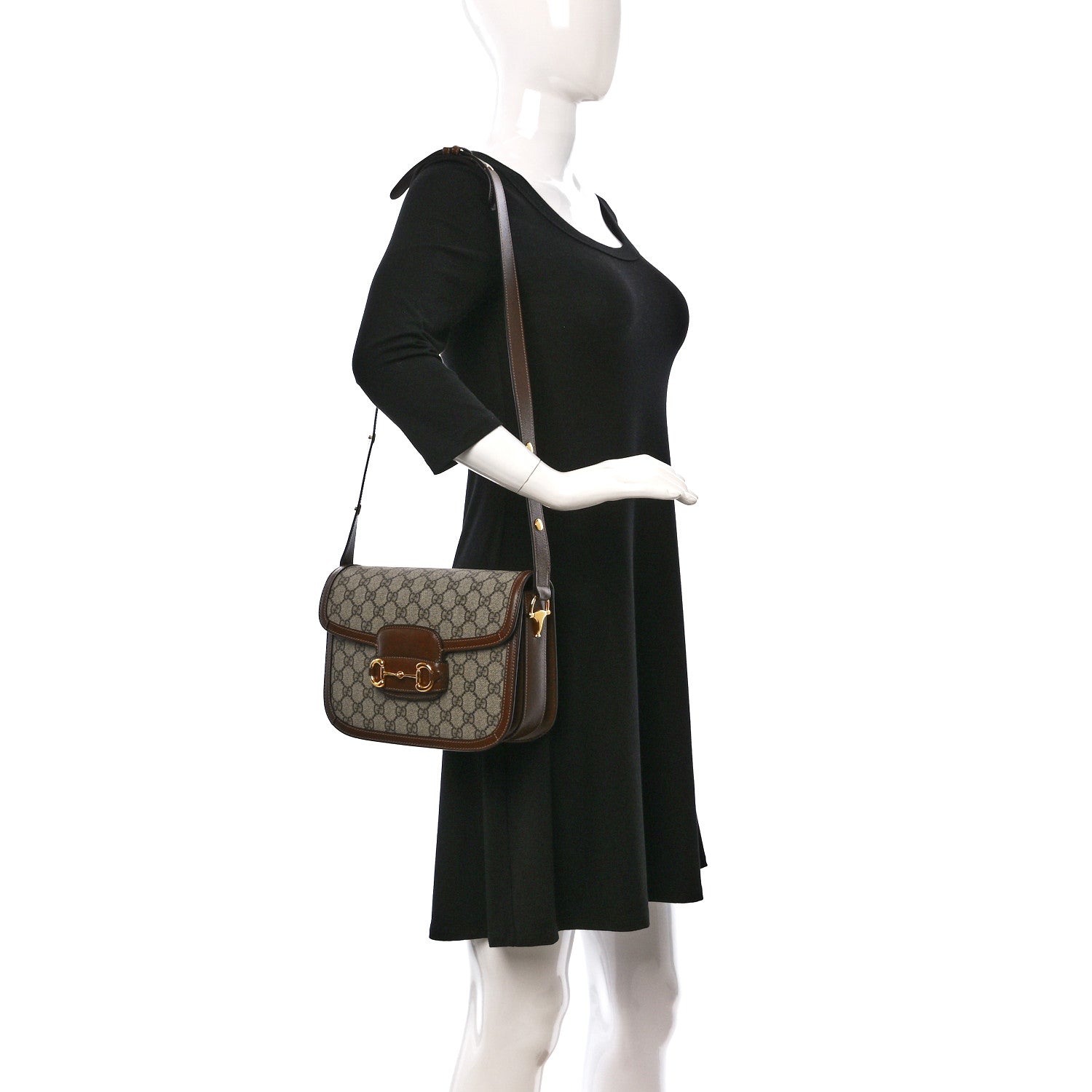 Gucci GG Supreme Monogram Horsebit 1955 Shoulder Bag Beige Brown Sugar 2 of 10
