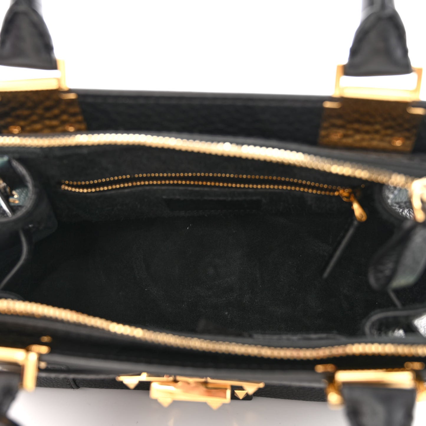 Grained Calfskin Twist Lock My Rockstud Shoulder Bag Black