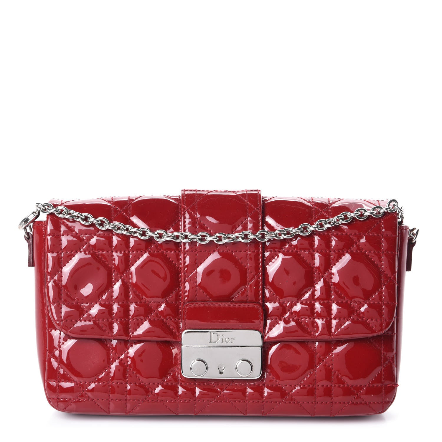 Christian Dior Patent Cannage New Lock Pouch Red 1 of 9