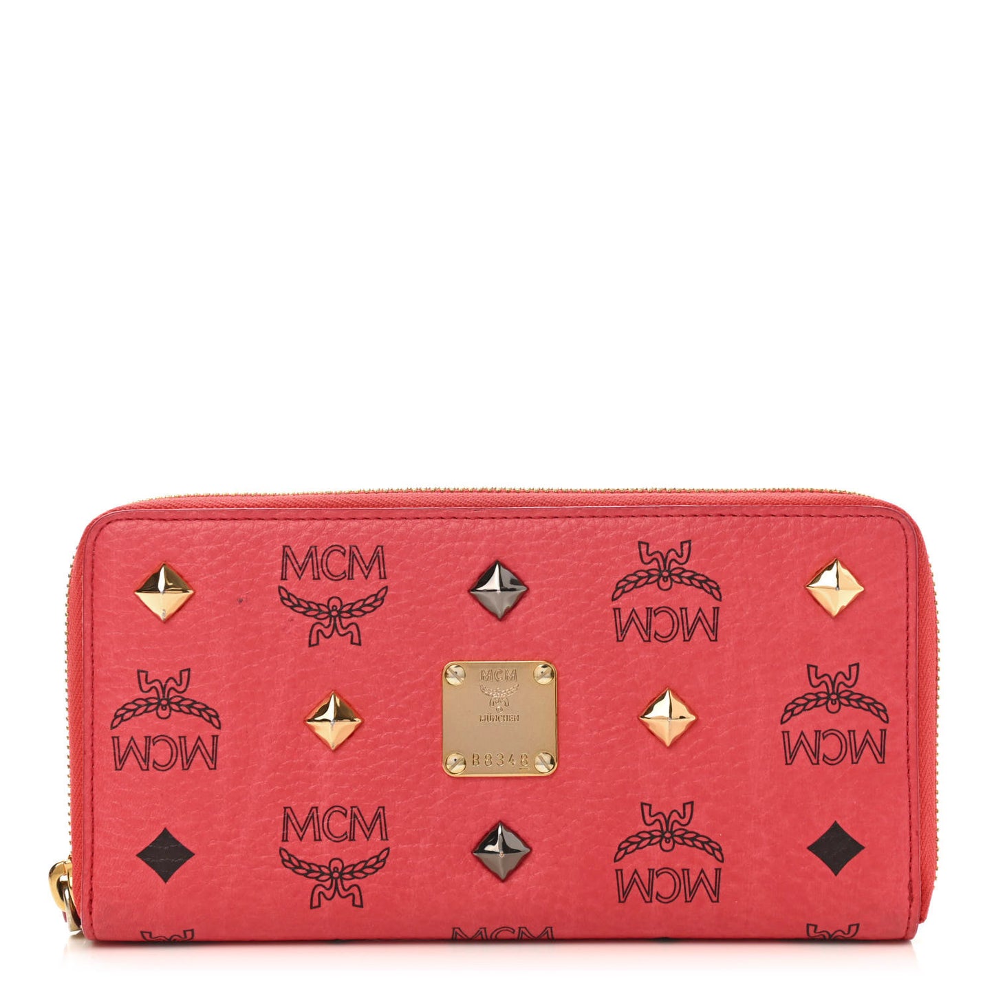 Visetos Studded Zip Around Wristlet Wallet Red