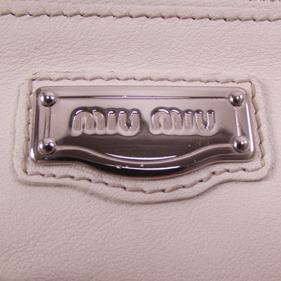 Leather Small Wristlet White