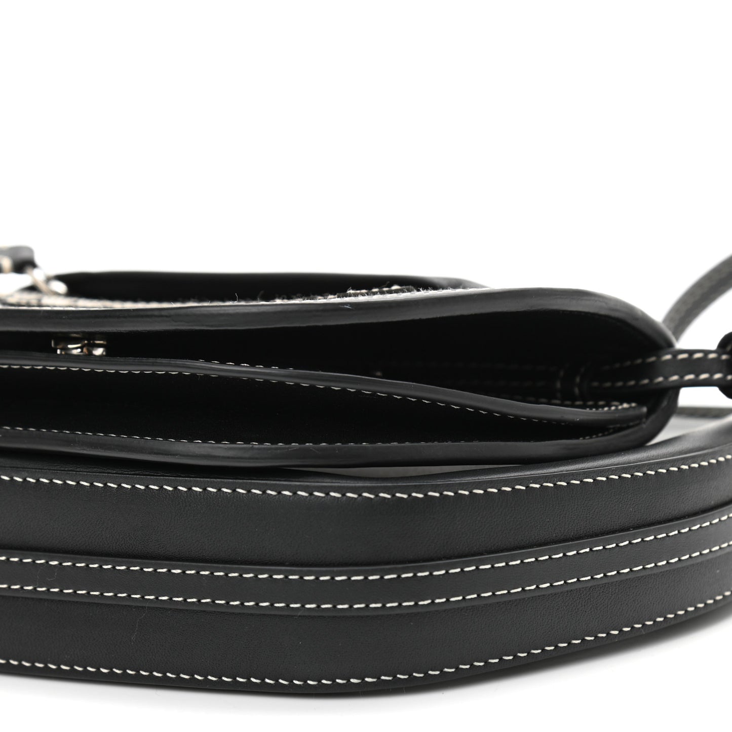 Canvas Horseferry Print Double Olympia Shoulder Bag Black