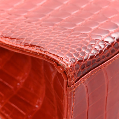 Chanel Shiny Crocodile Mini Top Handle Kelly Flap Orange 10 of 11