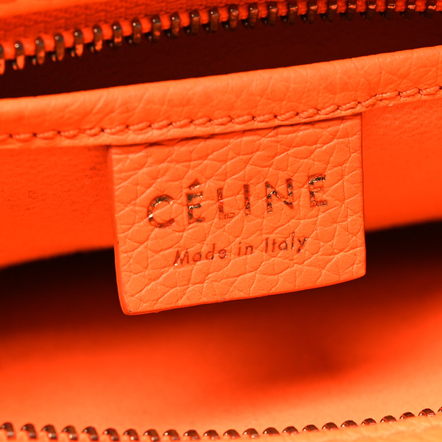 Drummed Calfskin Nano Luggage Bright Orange