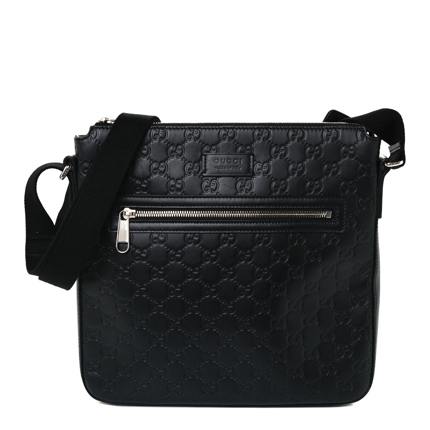 Guccissima Signature Medium Flat Messenger Bag Black