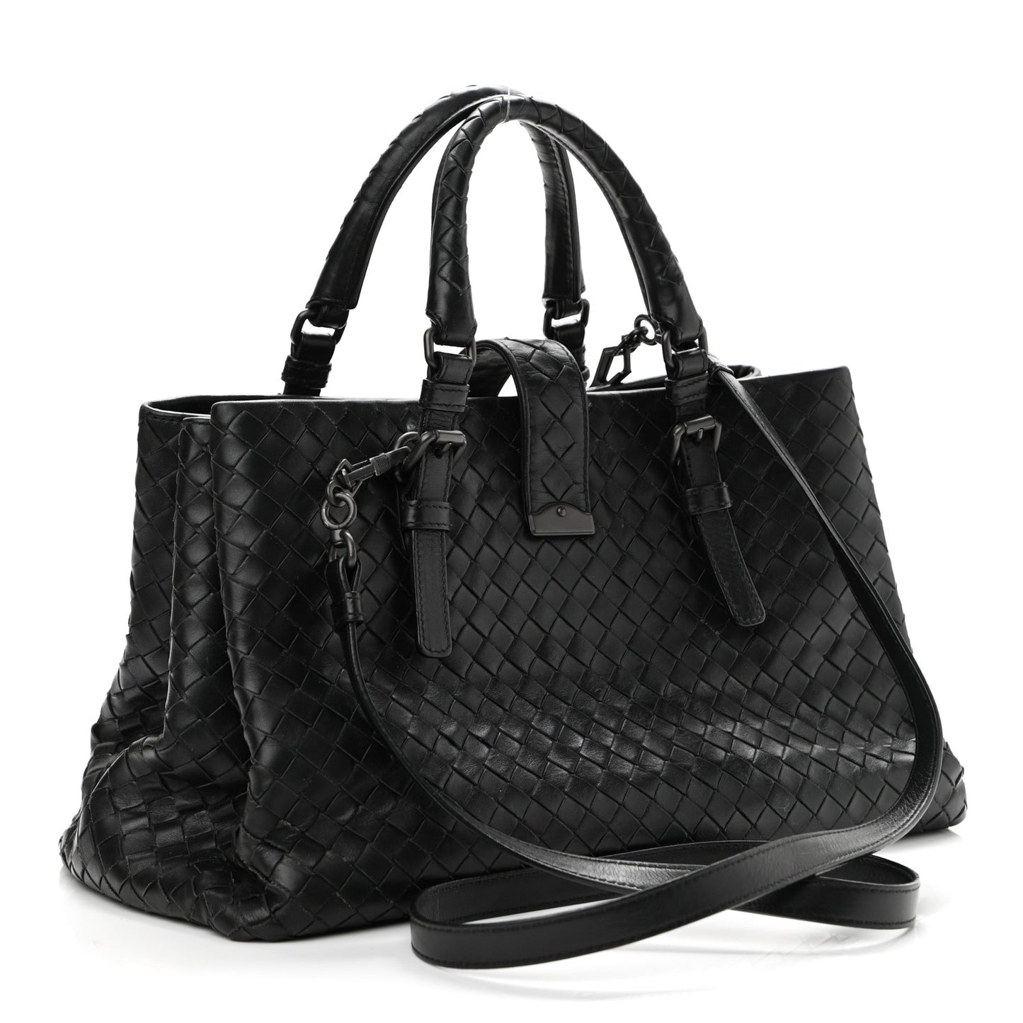 Light Calf Intrecciato Small Roma Black