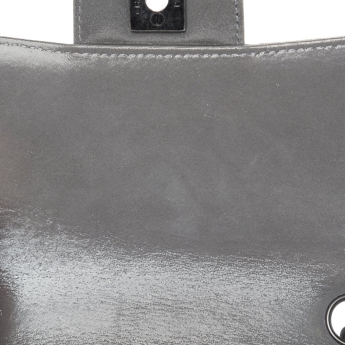 Iridescent Calfskin Chevron Quilted Mini Square Flap Silver