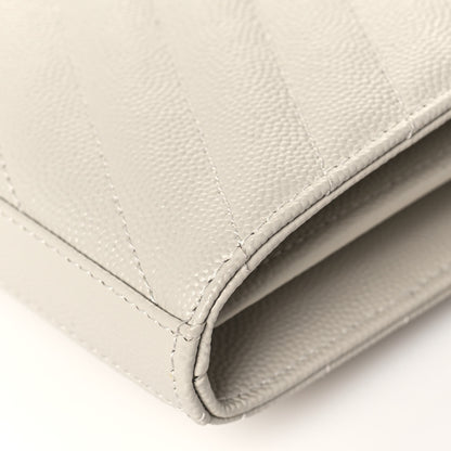 Saint Laurent Grain De Poudre Matelasse Chevron Monogram Chain Wallet Crema Soft 11 of 13