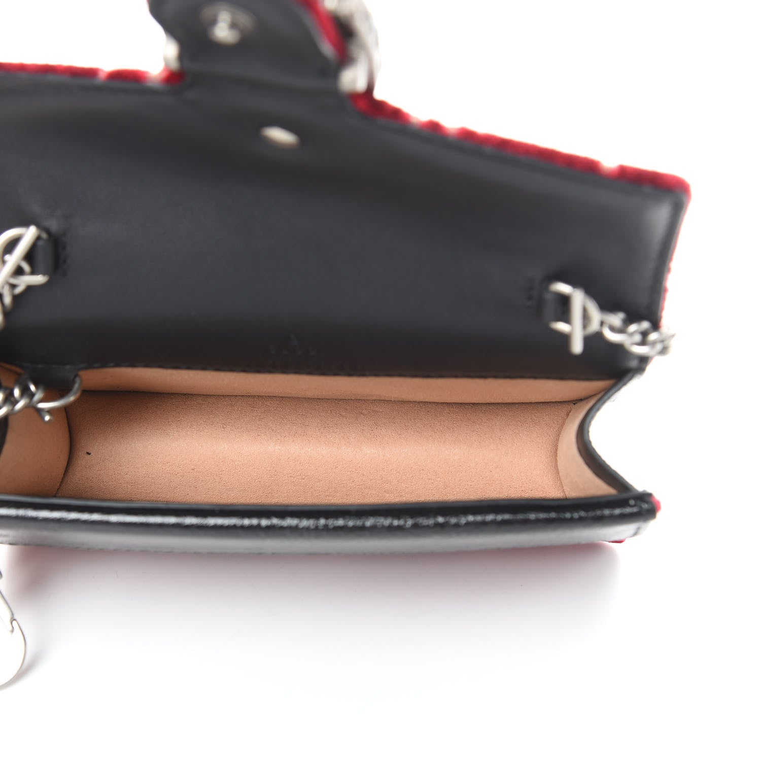 Gucci Velvet GG Monogram Super Mini Dionysus Shoulder Bag Red Cipria Black 5 of 13