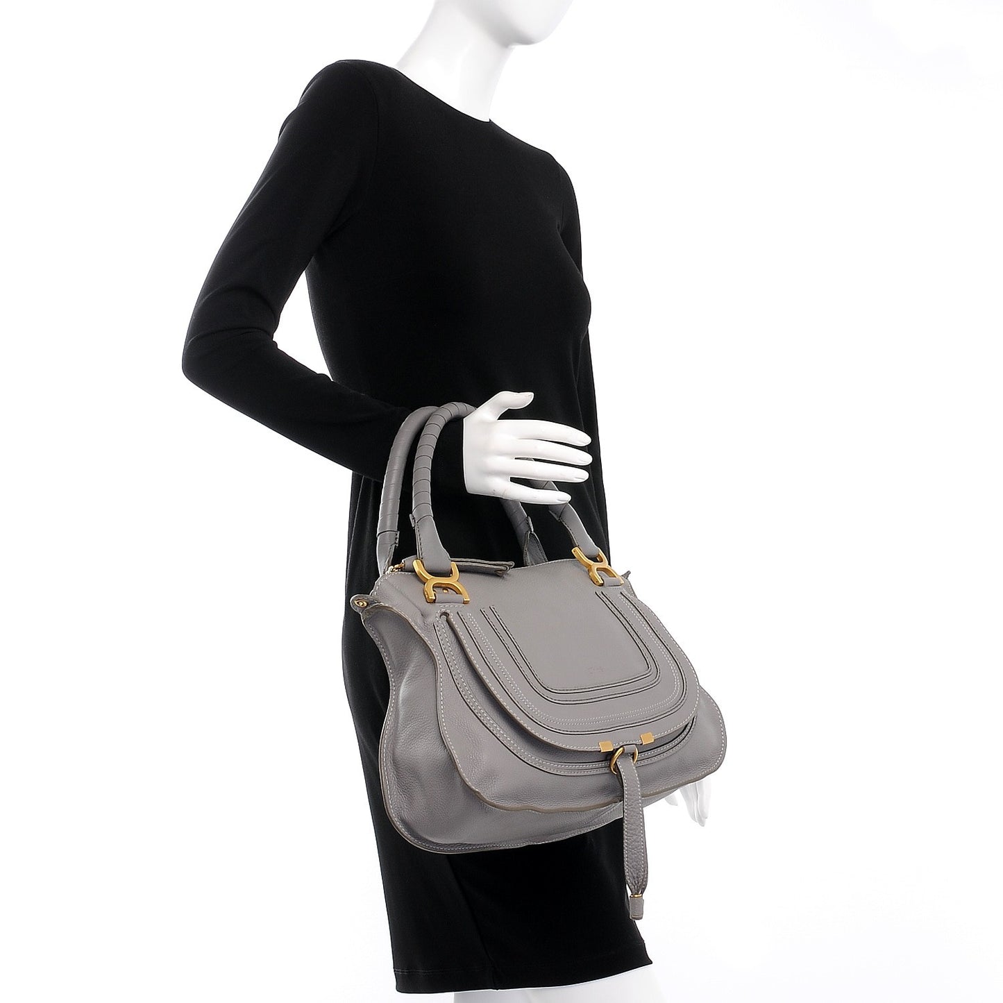 Calfskin Medium Marcie Satchel Cashmere Grey