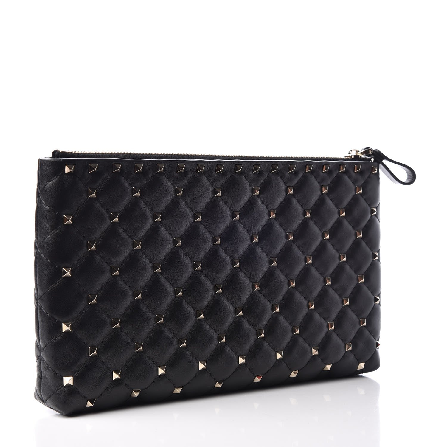 Valentino Garavani Nappa Rockstud Spike Side Slip Zip Clutch Black 2 of 7