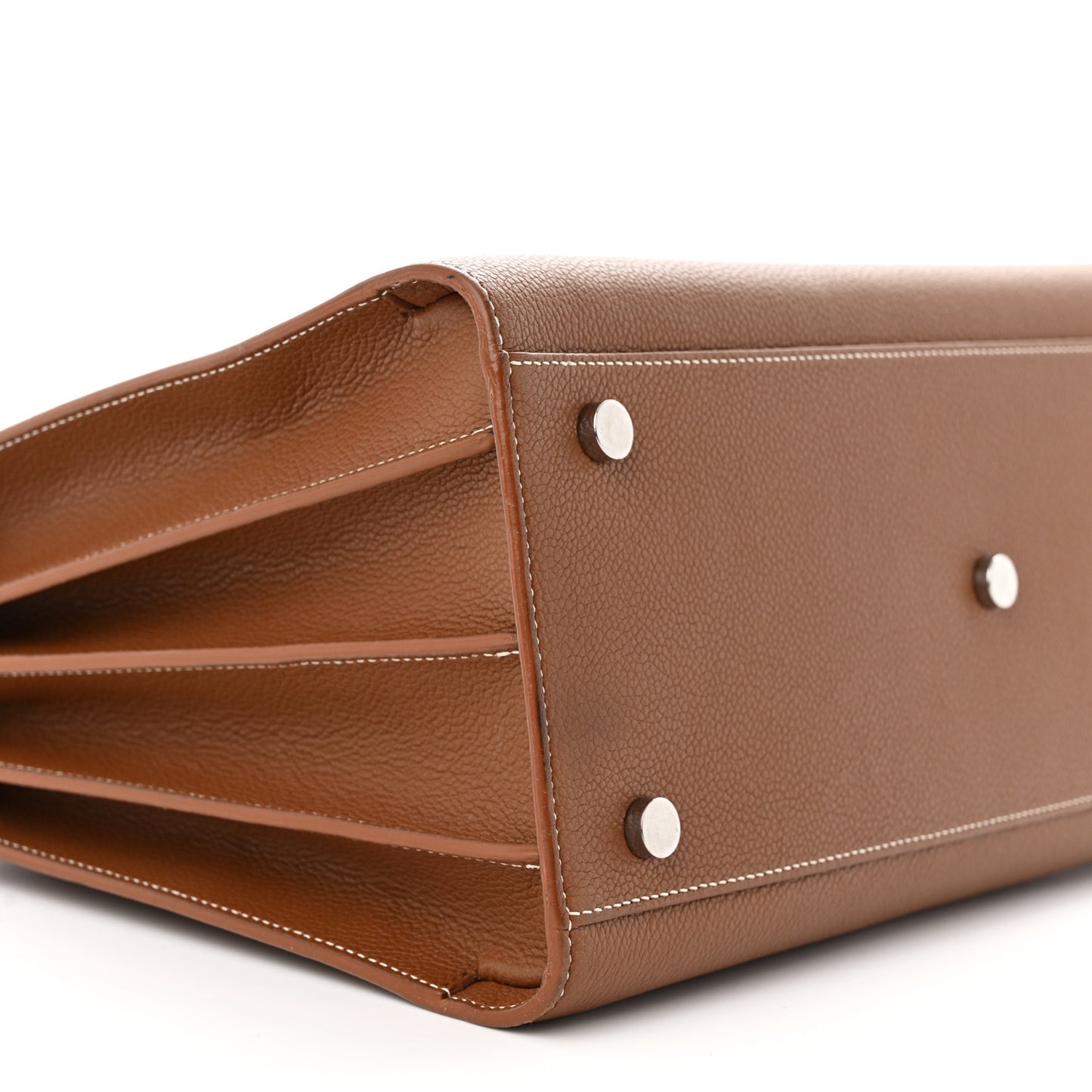 Grained Calfskin Topstitch Small Sac De Jour Cognac