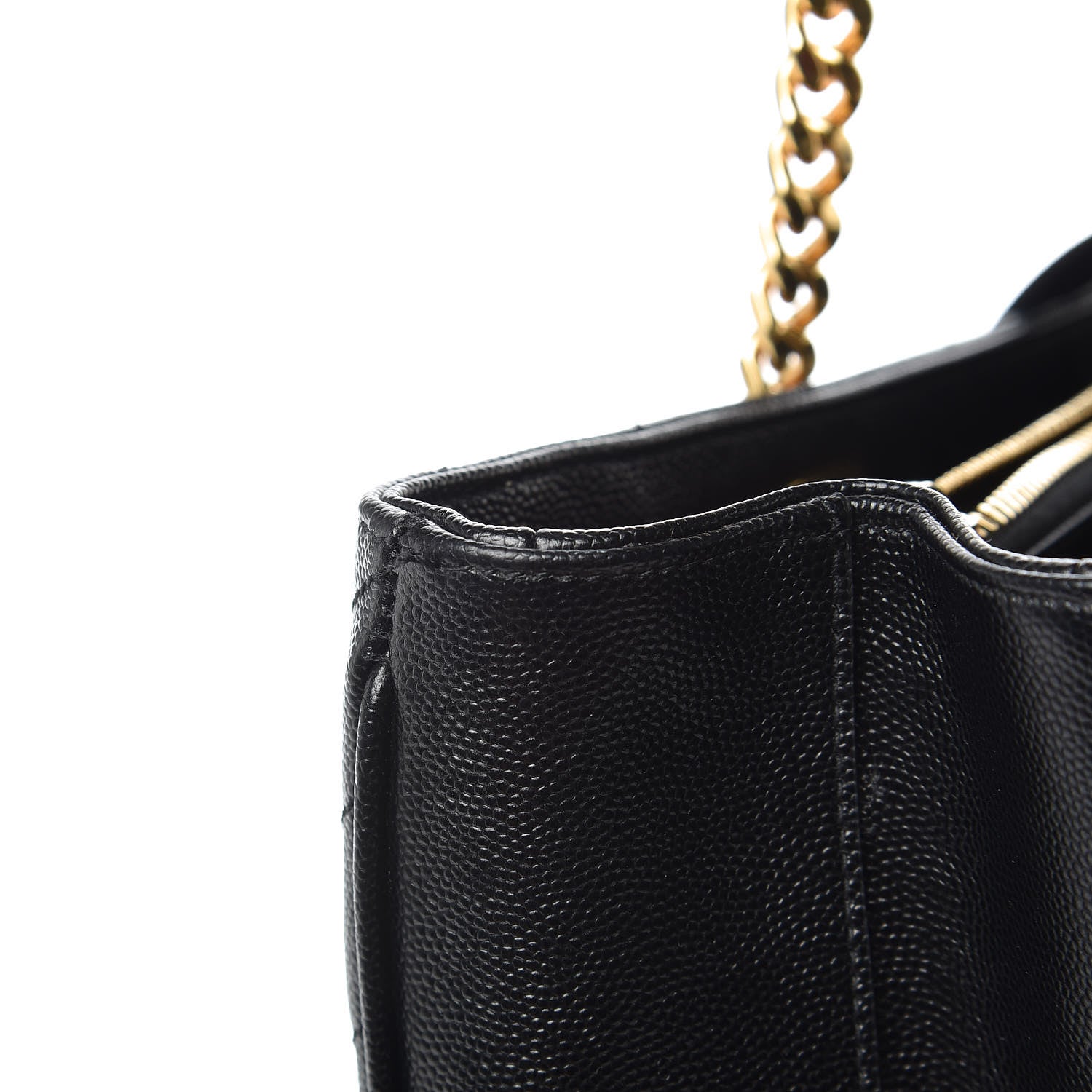 Saint Laurent Grain De Poudre Matelasse Chevron Monogram Shopping Bag Black 7 of 12