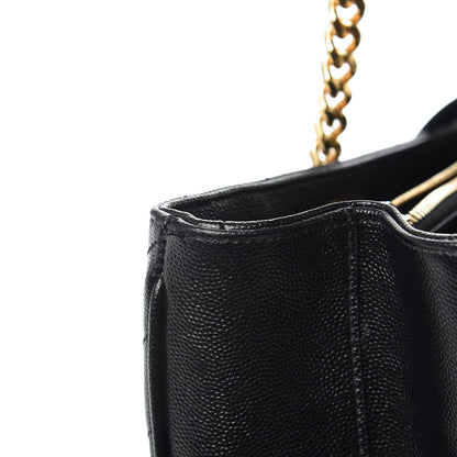 Saint Laurent Grain De Poudre Matelasse Chevron Monogram Shopping Bag Black 7 of 12