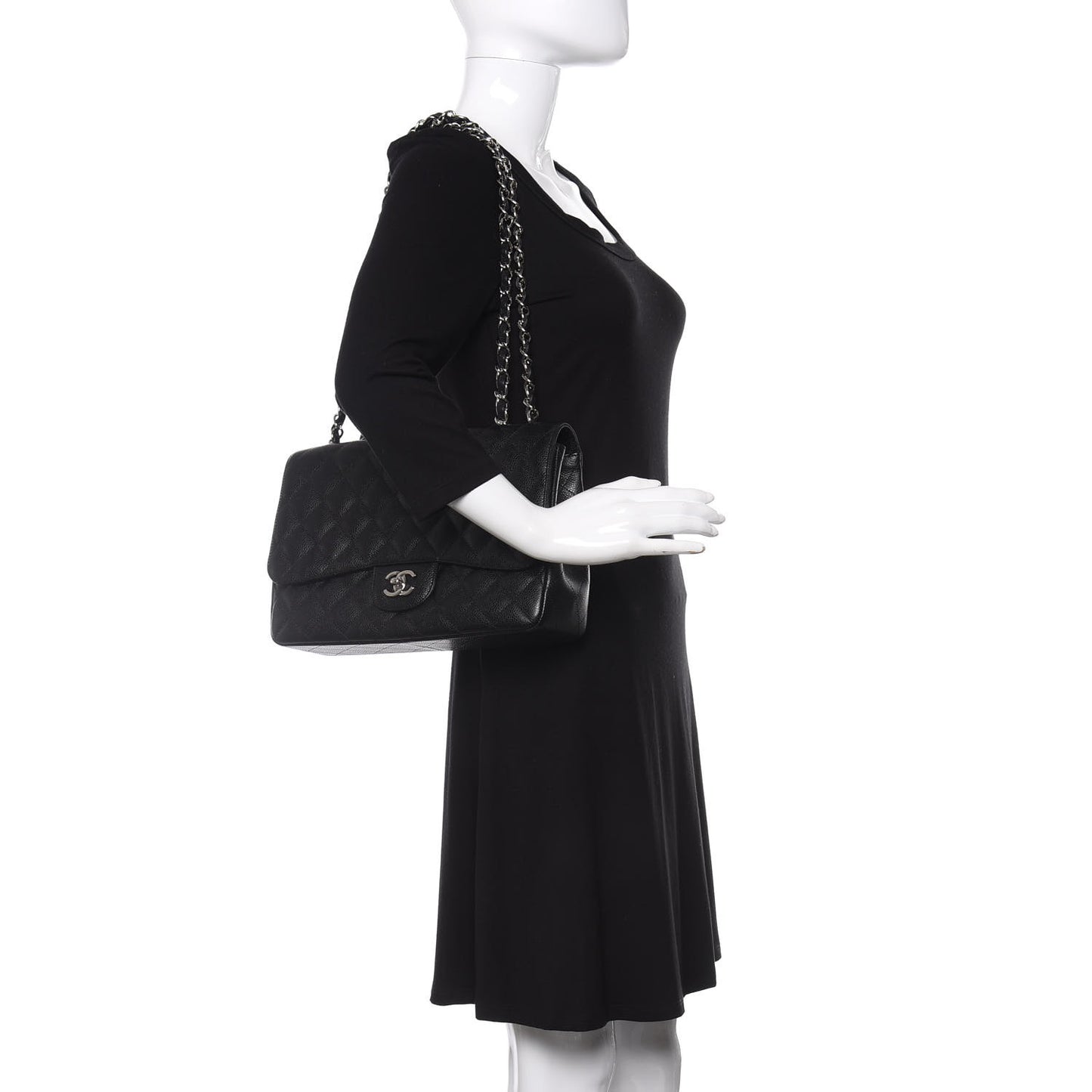 Caviar Quilted Jumbo Single Flap Black
