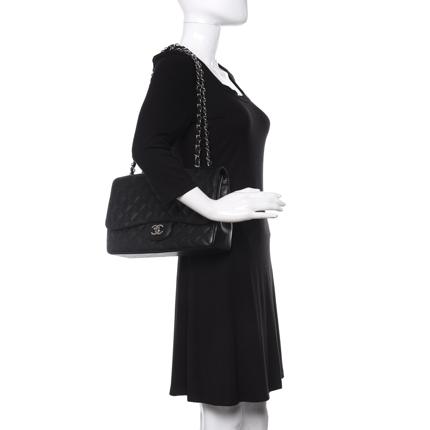 Chanel Caviar Quilted Jumbo Single Flap Black 2 of 12