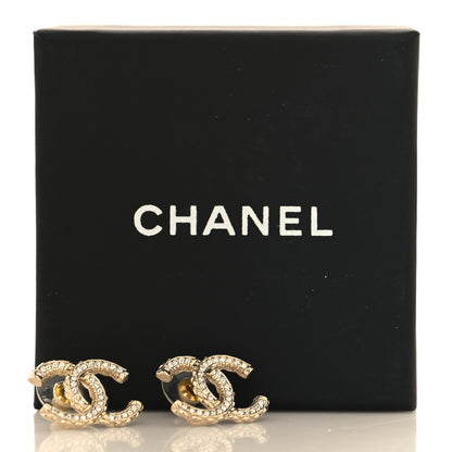 Chanel Metal Crystal CC Earrings Gold 5 of 5