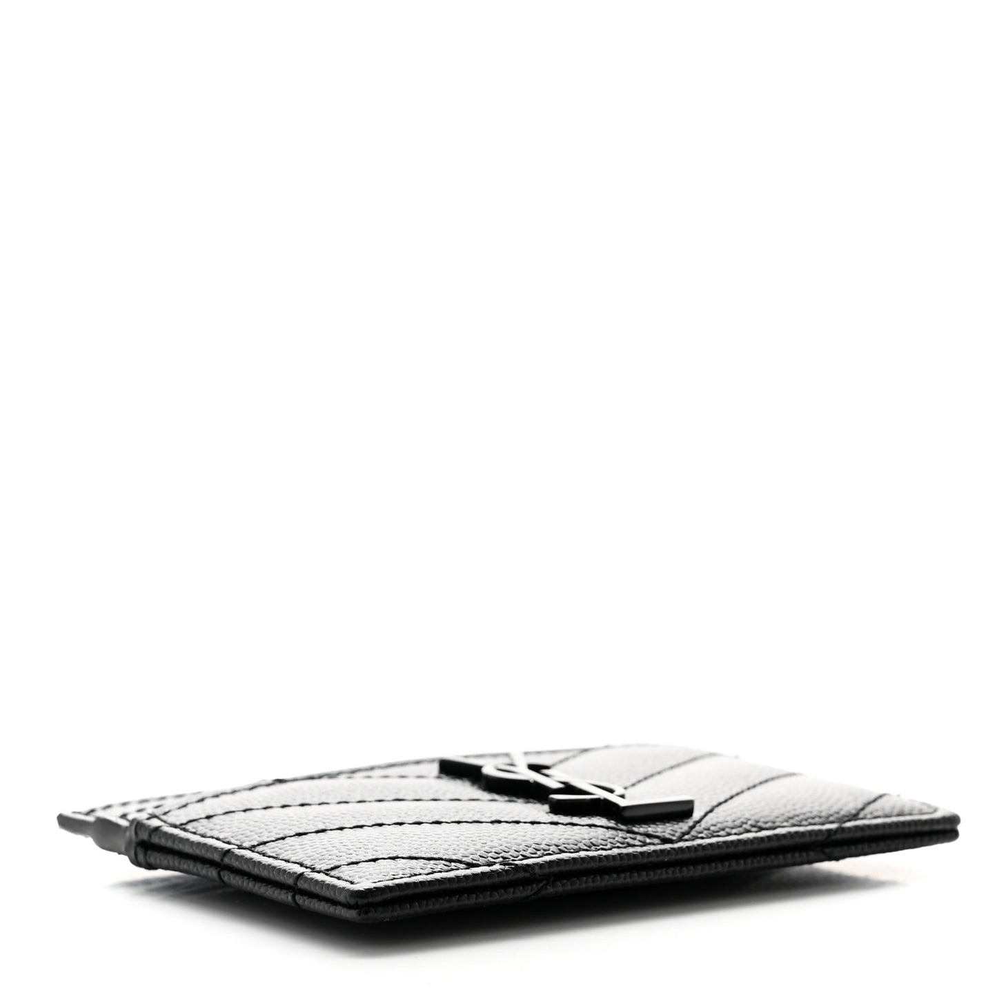Grain De Poudre Matelasse Chevron Monochrome Monogram Credit Card Case Black