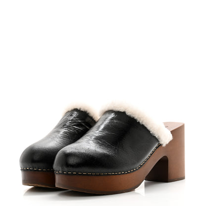 Chanel Crackled Sheepskin CC Mules 39 Black 3 of 10
