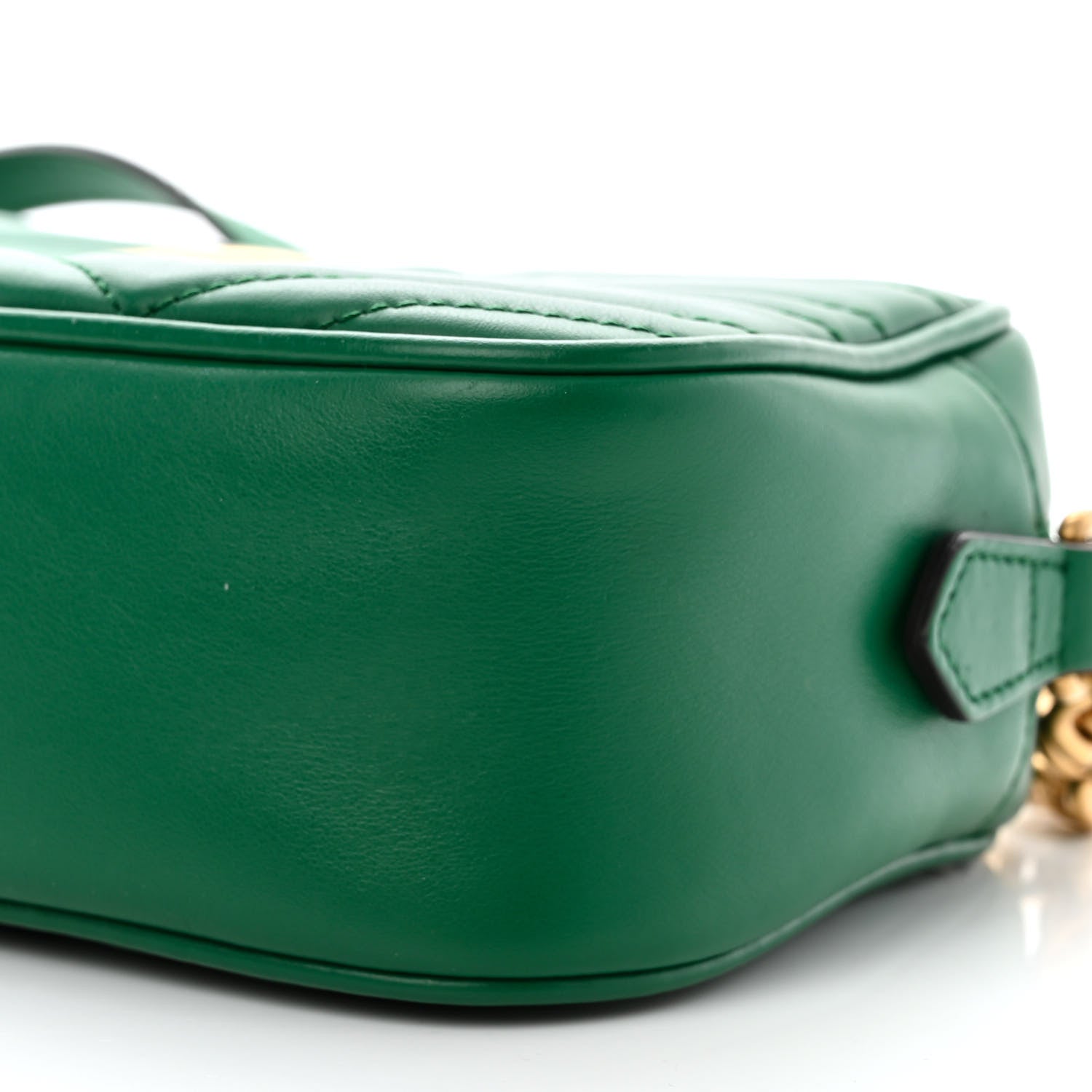 Gucci Calfskin Matelasse Small GG Marmont Chain Shoulder Bag Emerald Green 10 of 11