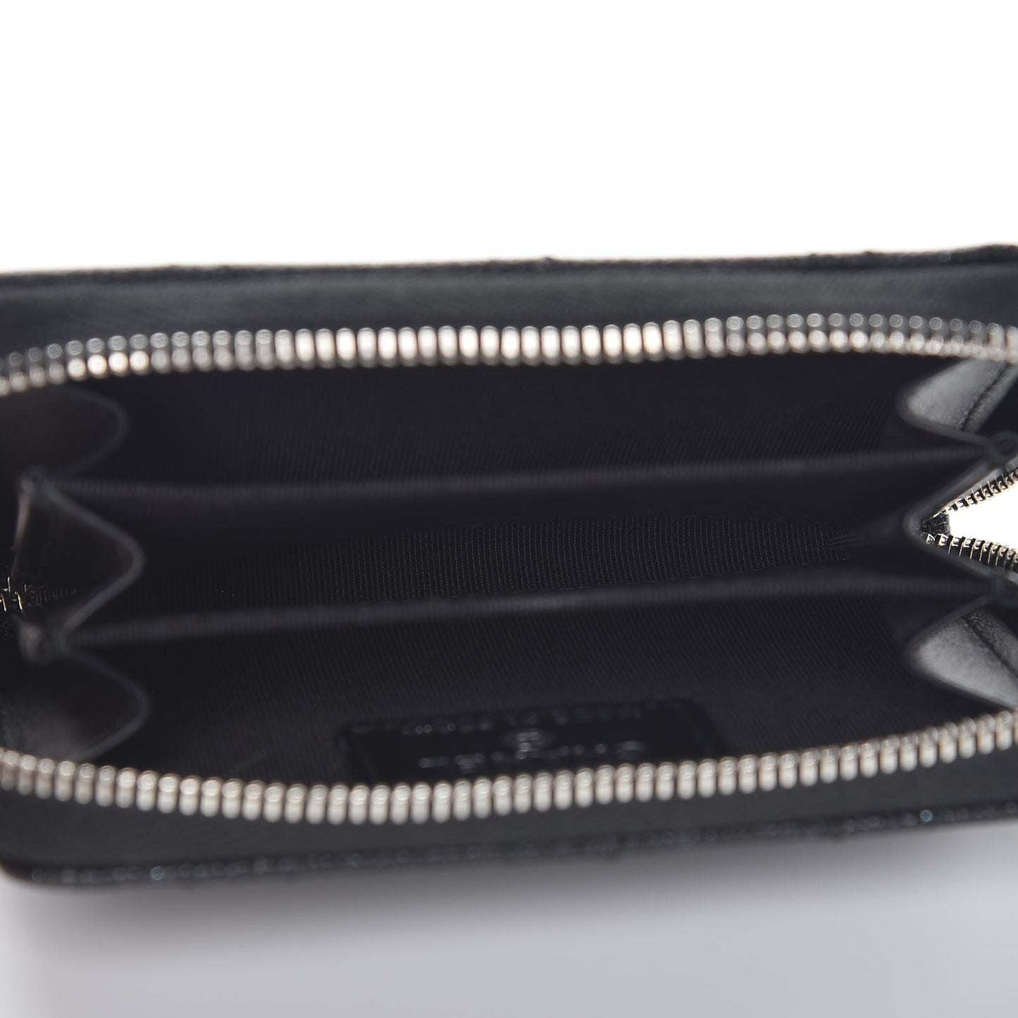 Iridescent Caviar Quilted Zip Coin Purse Black