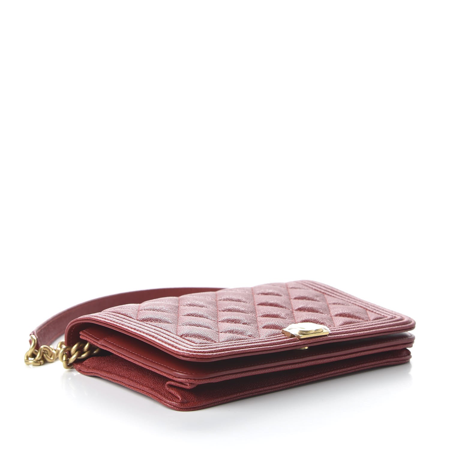 Chanel Caviar Quilted Boy Wallet On Chain WOC Red 4 of 11
