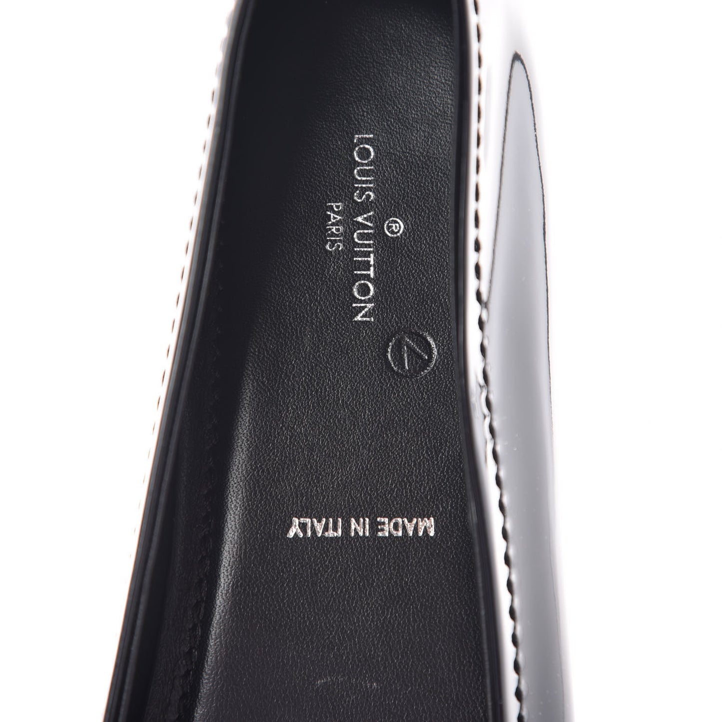 Patent Calfskin Oxford Ballerina Flats 40 Black