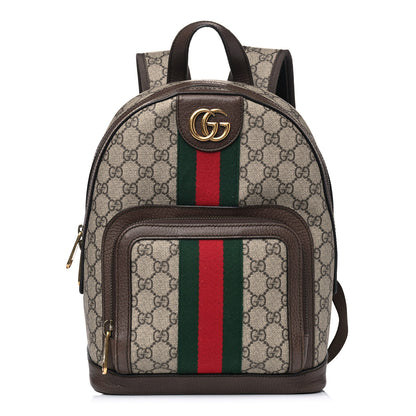 Gucci GG Supreme Monogram Calfskin Web Small Ophidia Day Backpack Beige Ebony New Acero 1 of 6