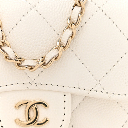 Chanel Caviar Quilted Mini Chain Belt Bag White 9 of 14