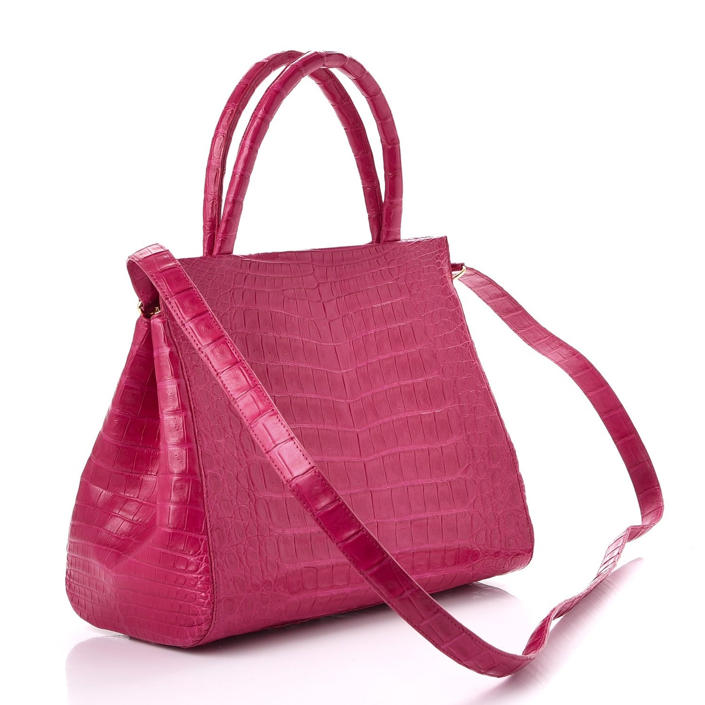 Crocodile Medium Satchel Fuchsia