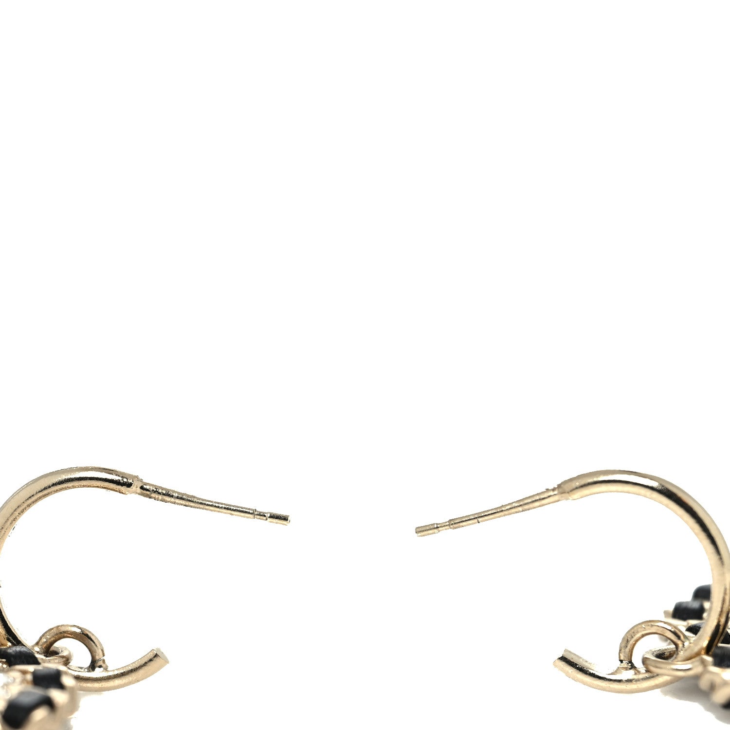 Chanel Crystal Lambskin Chain CC Vintage Allure Stud Earrings Black Gold 3 of 4