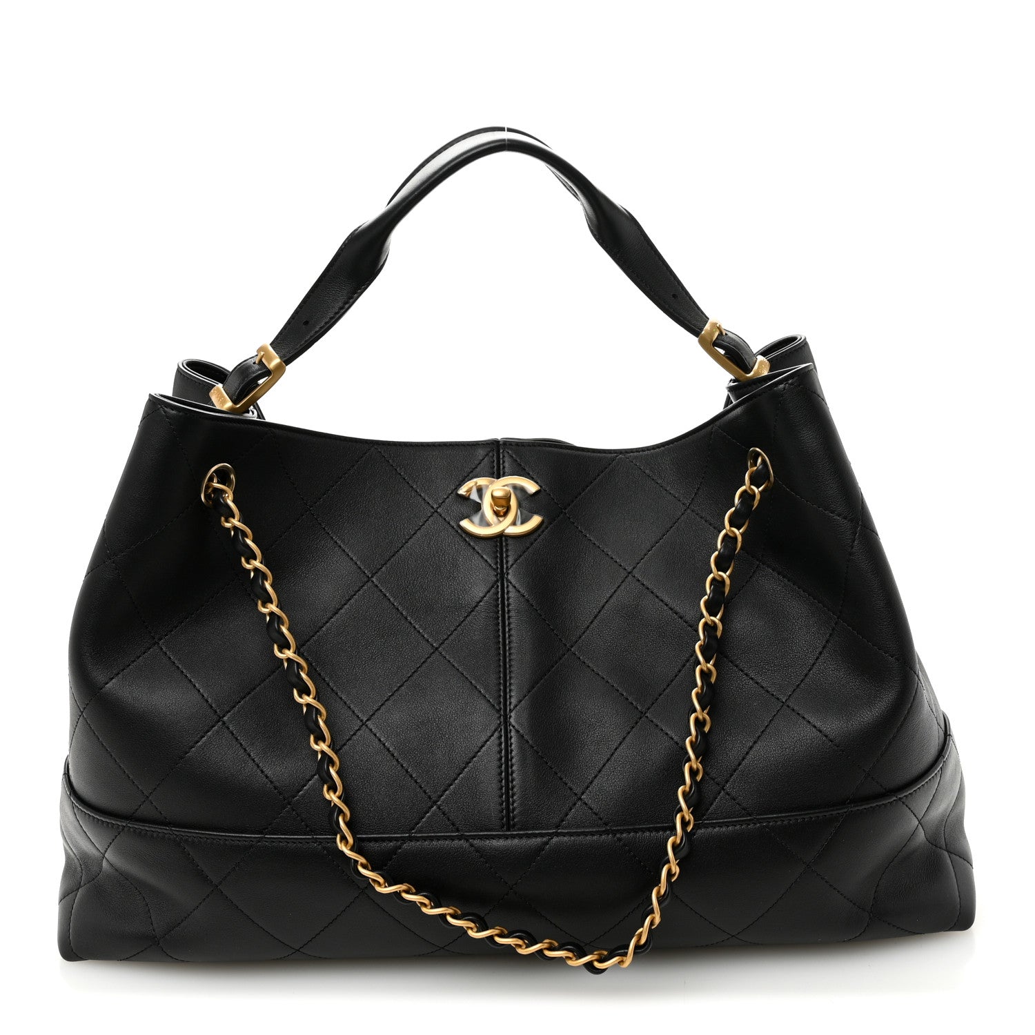 Chanel Calfskin Quilted Large Coco Base Shopping Bag Black 1 of 10