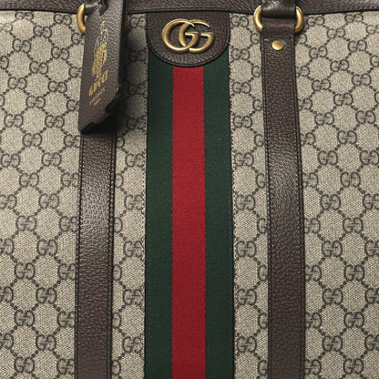 Gucci GG Supreme Monogram Textured Dollar Calfskin Web Large Savoy Duffle Bag Beige Ebony 7 of 11